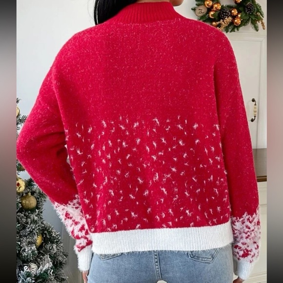 New Holiday pattern mock neck sweater - Picture 2 of 6